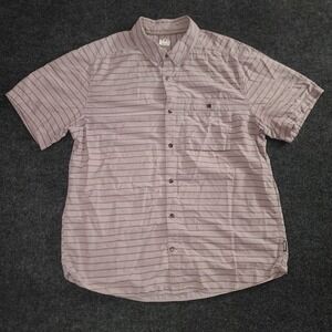 REI‎ Co-op Striped Button Up Shirt Short Sleeve Hiking Outdoors Mens Large